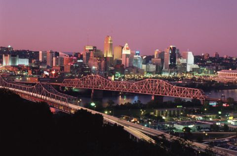 Cincinnati  Museum on Cincinnati Skyline At Dusk