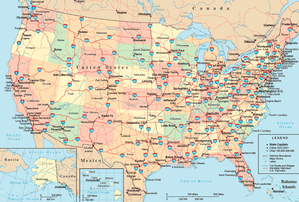 Map Of Us States With Major Highways United States Interstate Highway Map